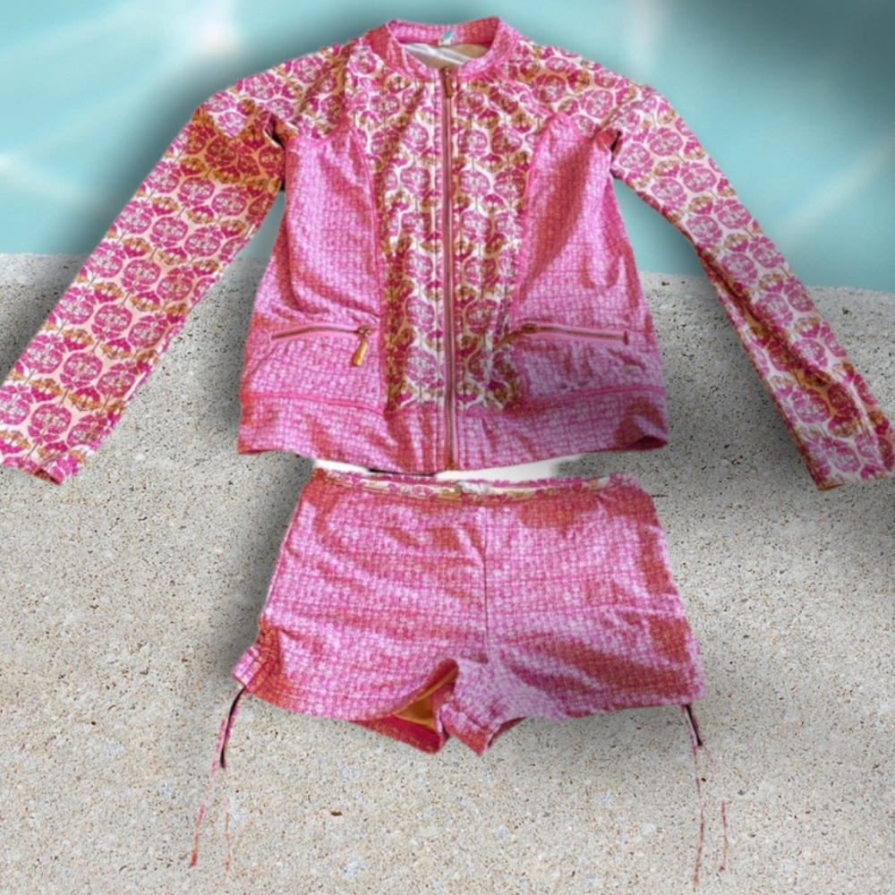 Girls Size 14 Rash-guard And Bikini Short